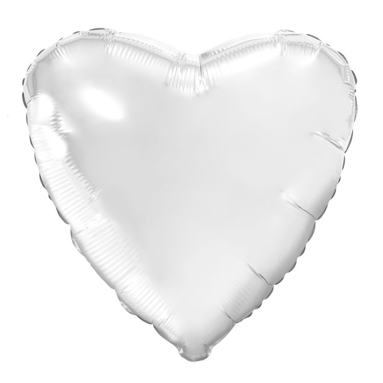 Шар Сердце, Белый блеск / White (в упаковке)