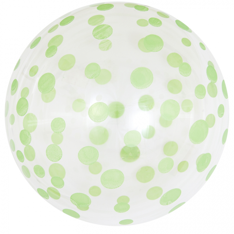 Шар Сфера 3D, Deco Bubble Зеленое конфетти, Прозрачный Кристалл / 1 шт