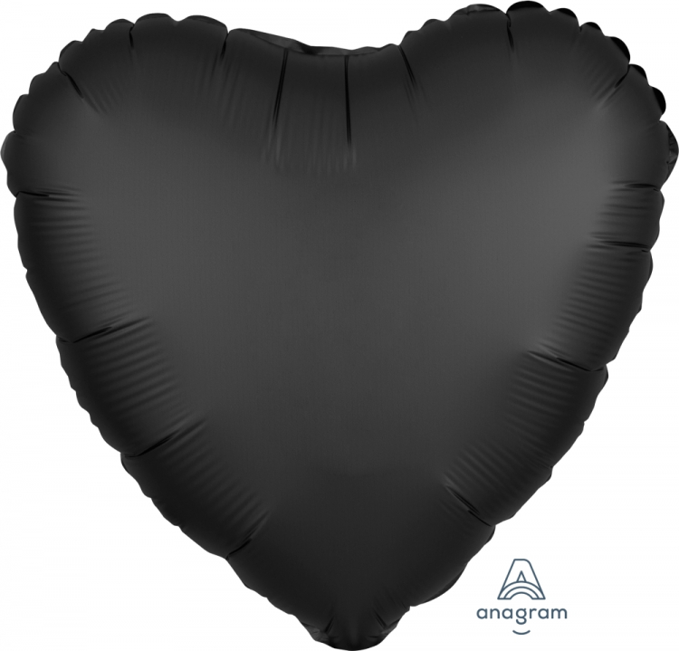 Шар Сердце, Черный, Сатин / Satin luxe Onyx (в упаковке)
