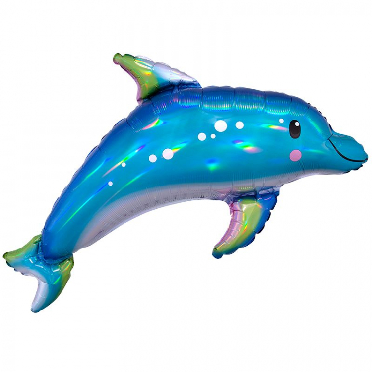 Шар фигура Дельфин Перламутр / Iridescent Blue Dolphin (в упаковке)