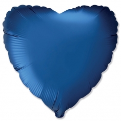 Шар Сердце, Темно-синий, Сатин / Blue