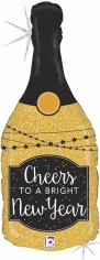 Шар Фигура, Бутылка, Новогоднее шампанское, Золото, Голография (в упаковке)