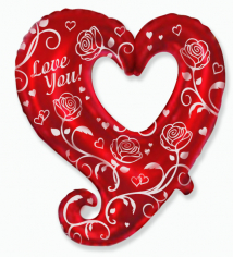 Шар фигура, Розы и сердца / Roses & Hearts (в упаковке)