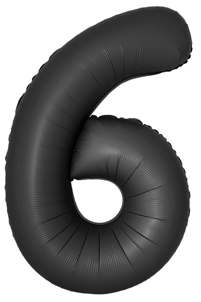 Шар Цифра "6" Slim Черный, Сатин / Satin Black (в упаковке)