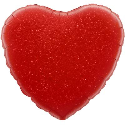 Шар Сердце, Красный, Голография / Red Glitter Holographic (в упаковке)