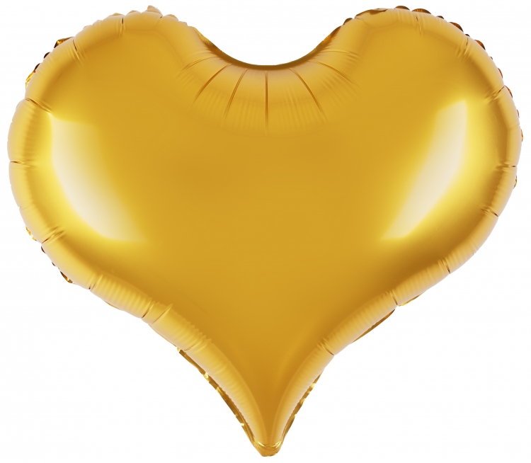 Шар Сердце, Люкс, Золото, Металлик
