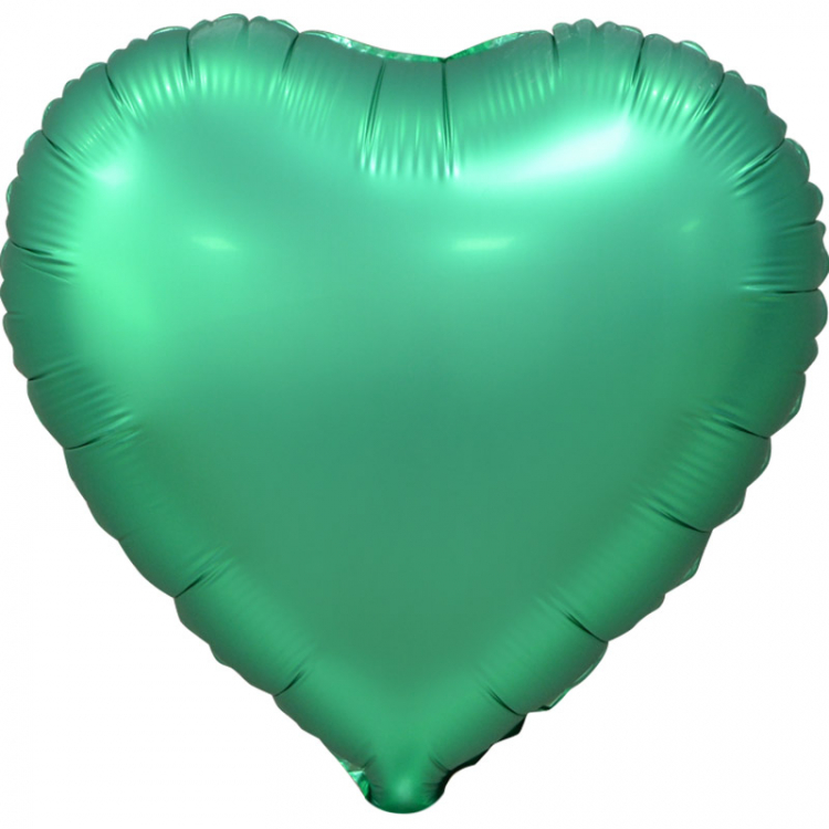 Шар Сердце, Зеленый, Сатин, в упаковке 5 шт