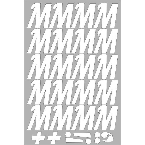 Наклейка "Буква М", Белые 50 мм